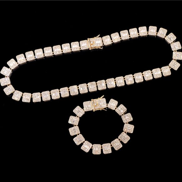 1pcs Emerald Cut Iced Box Square Chain Crystal Bracelet - Picture 9 of 16